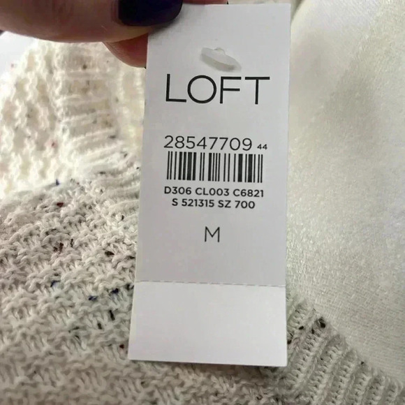 LOFT Flecked Bobble Sleeve Sweater Size Medium NWT - Picture 11 of 13